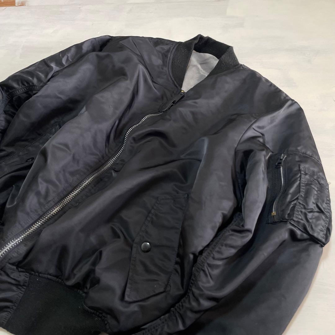 レア　ALPHA 中綿　肉厚 MA-1 ブラック　黒　air force L