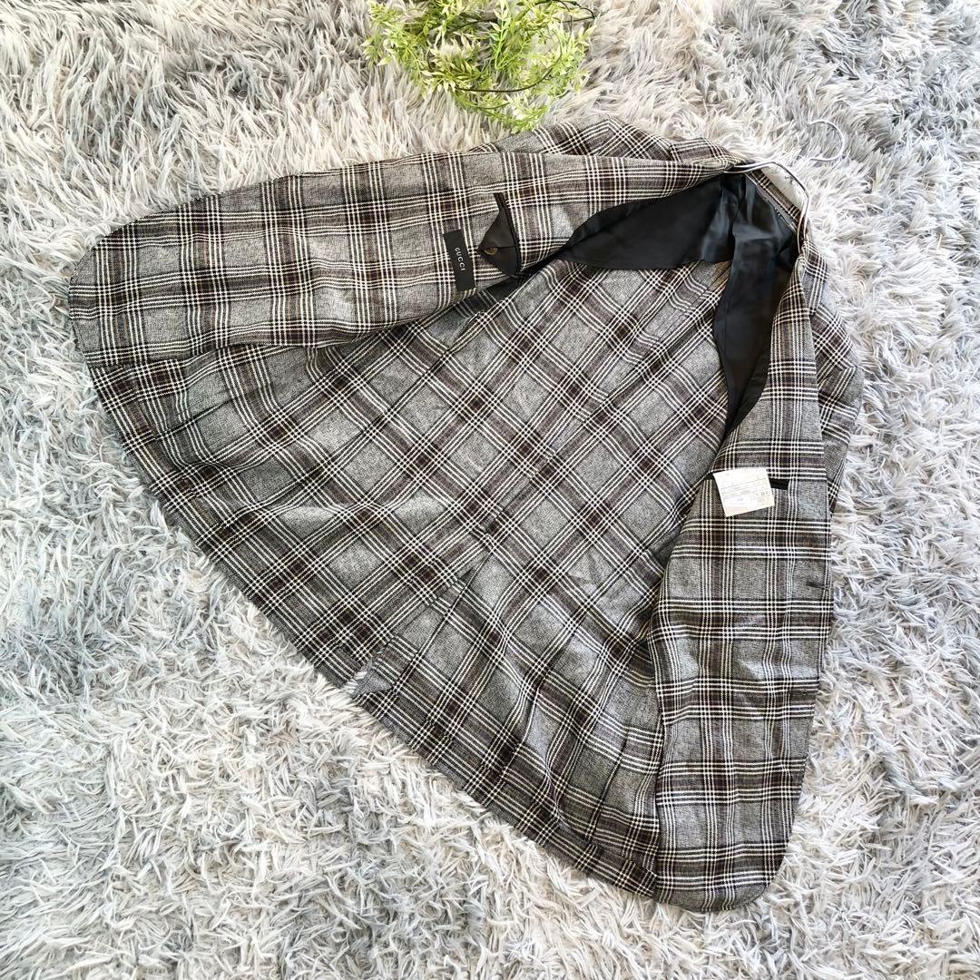 GUCCI メンズ セットアップ スーツ 48R M相当 チェック柄 美品上下付