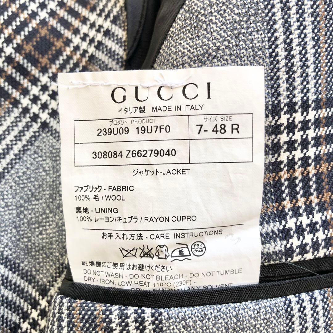 GUCCI メンズ セットアップ スーツ 48R M相当 チェック柄 美品上下付