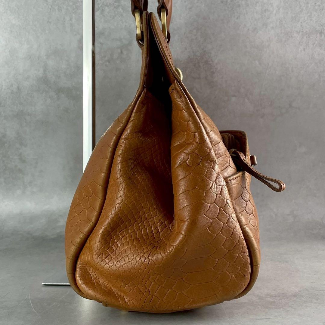 良品✨ロンシャン ギャビー 2way ハンド ショルダーバッグ パイソン型押し