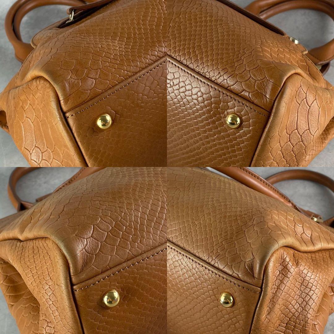 良品✨ロンシャン ギャビー 2way ハンド ショルダーバッグ パイソン型押し