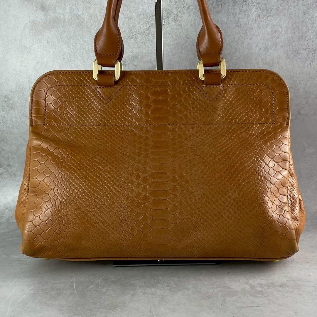 良品✨ロンシャン ギャビー 2way ハンド ショルダーバッグ パイソン型押し