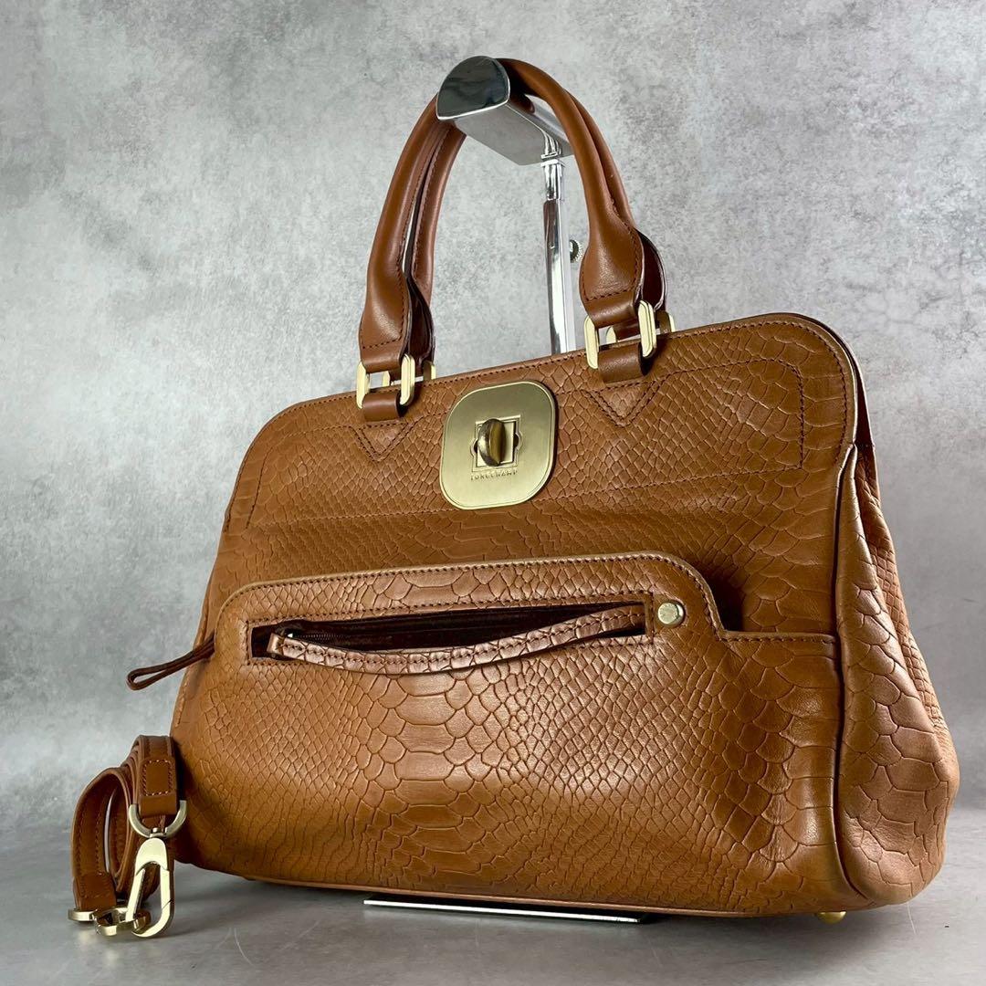 良品✨ロンシャン ギャビー 2way ハンド ショルダーバッグ パイソン型押し