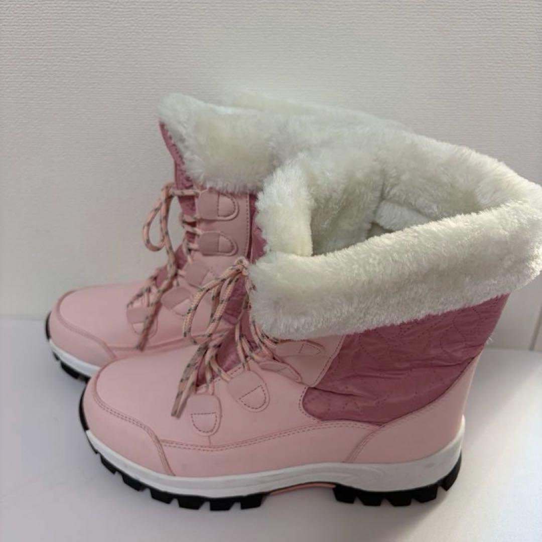 COOJOY レディース 冬用スノーブーツ 防水 ファー　滑り止め 暖かい