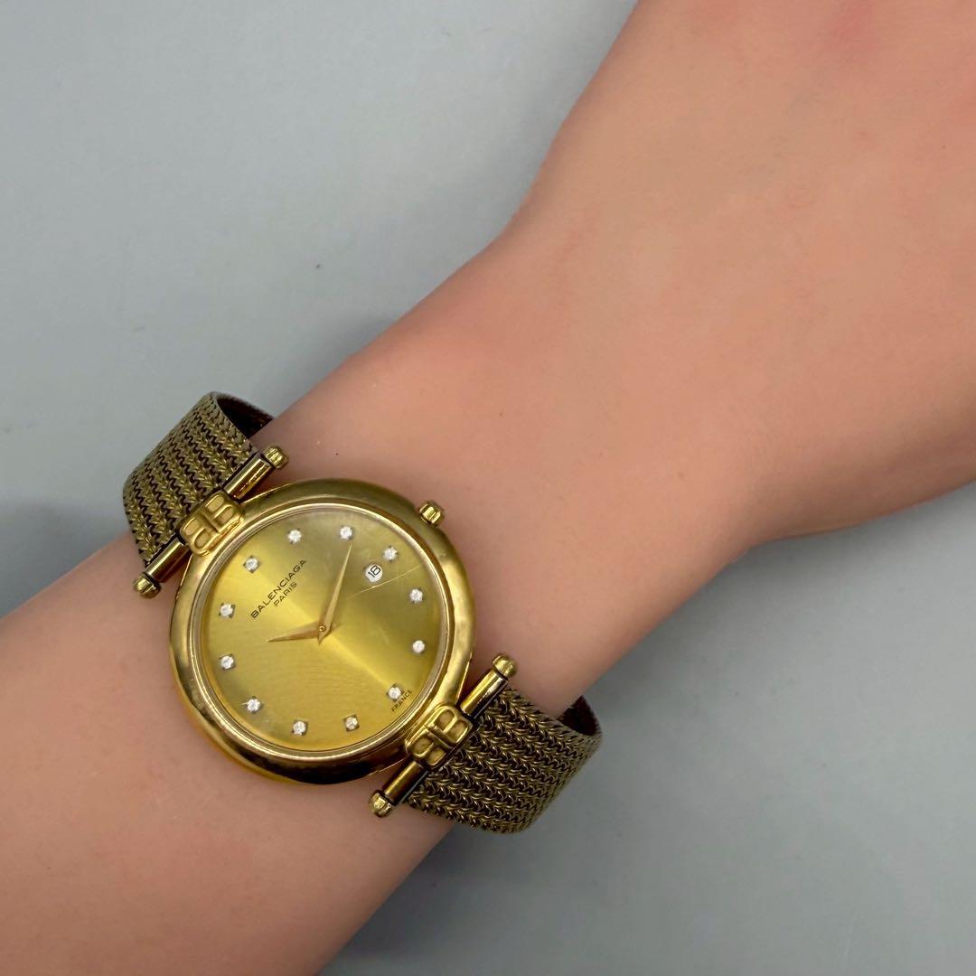 新品電池✨BALENCIAGA 腕時計 ラインストーンベゼル12P 石文字盤