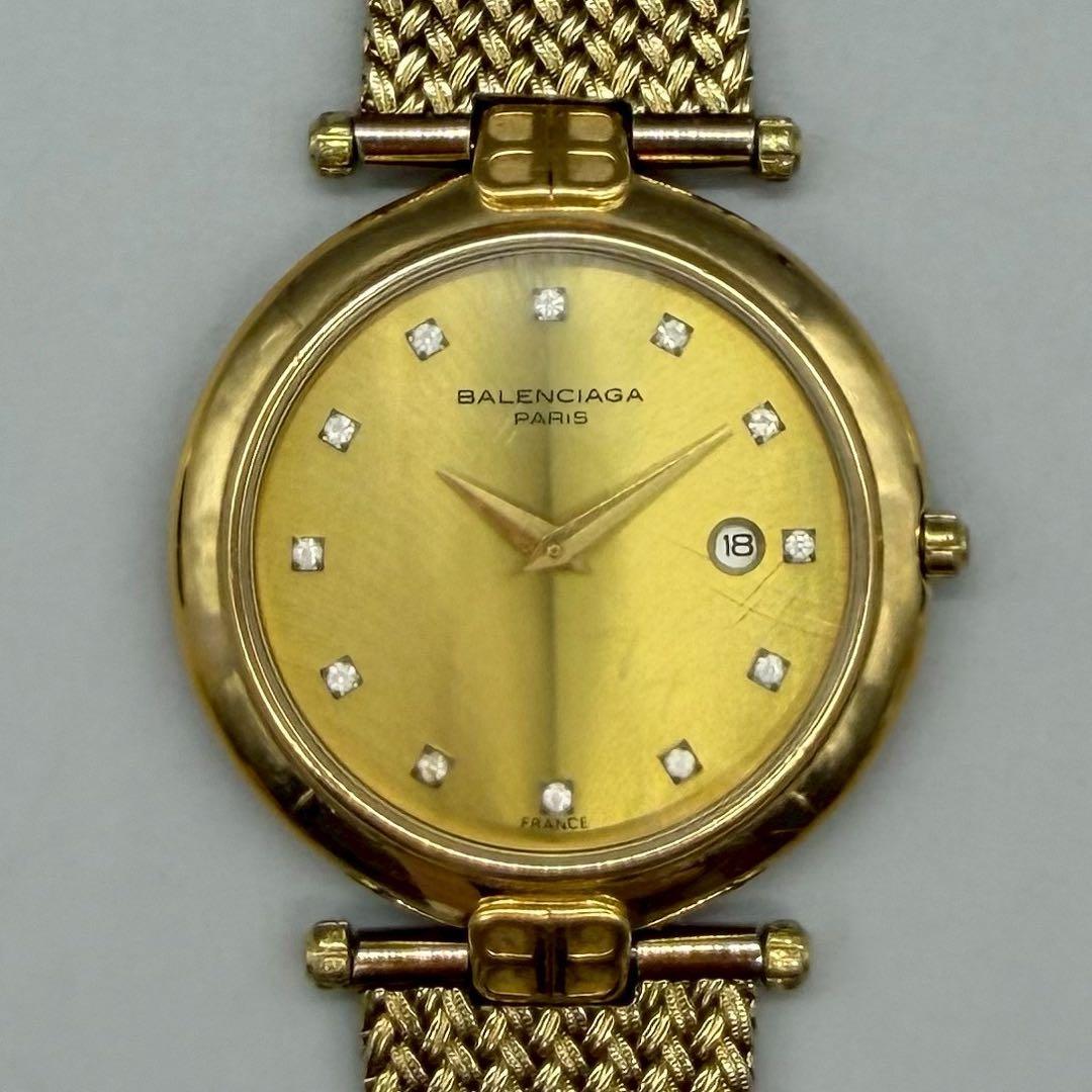 新品電池✨BALENCIAGA 腕時計 ラインストーンベゼル12P 石文字盤
