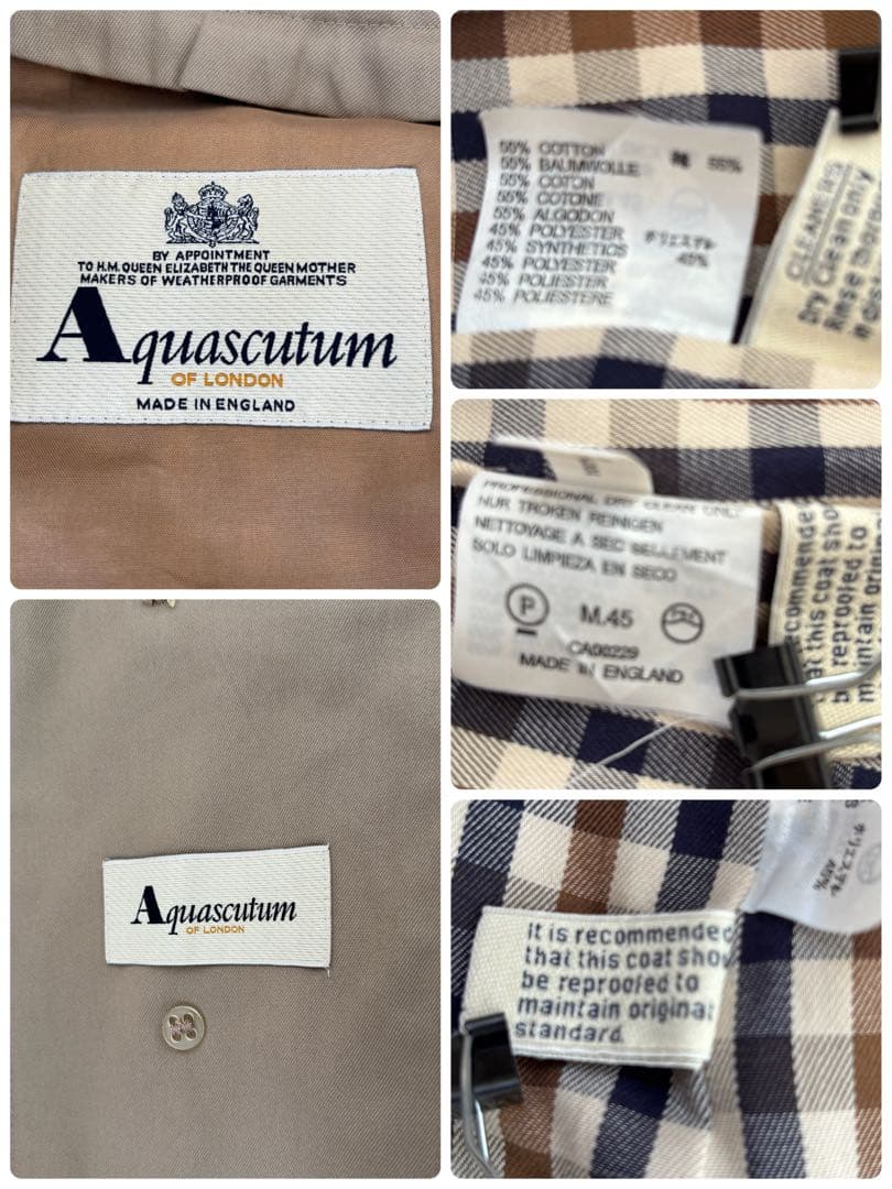 美品　アクアスキュータム　ライナー付きステンカラーコート　イングランド製