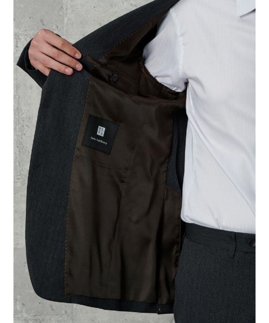 P.S.F.A/4WAYストレッチ/ウールライク/ヘリンボーン/グレー/AB8