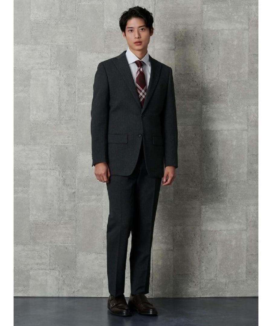 P.S.F.A/4WAYストレッチ/ウールライク/ヘリンボーン/グレー/AB8