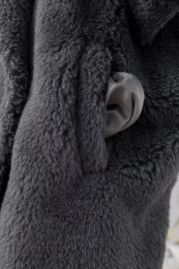 Max Maraテディベア コートグレー ファー ロングコート