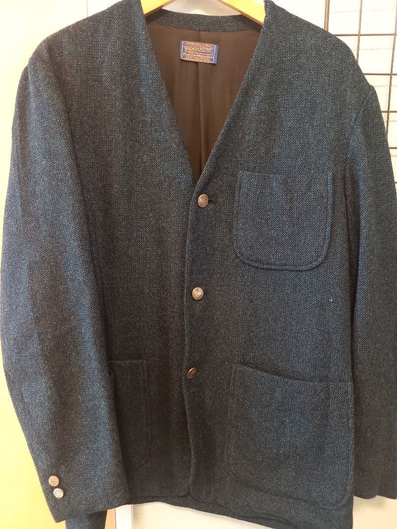 40s vintage pendleton ノーカラー ジャケット