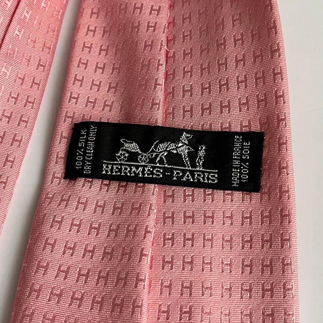 ✨未使用級✨　HERMES エルメス　ネクタイ　　H柄　薄ピンク