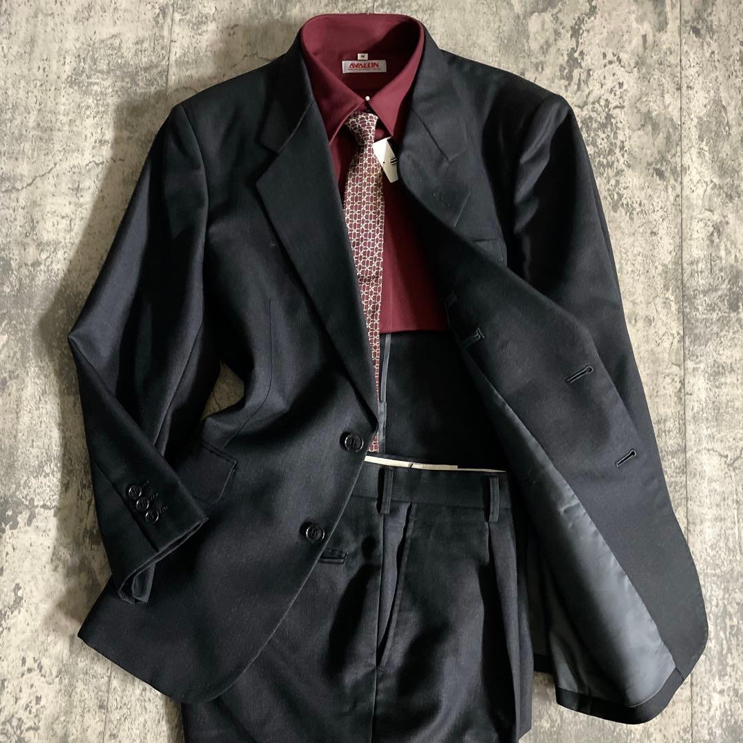 【極美品】 極上ウール セットアップスーツ × HERMESネクタイ 小物付き