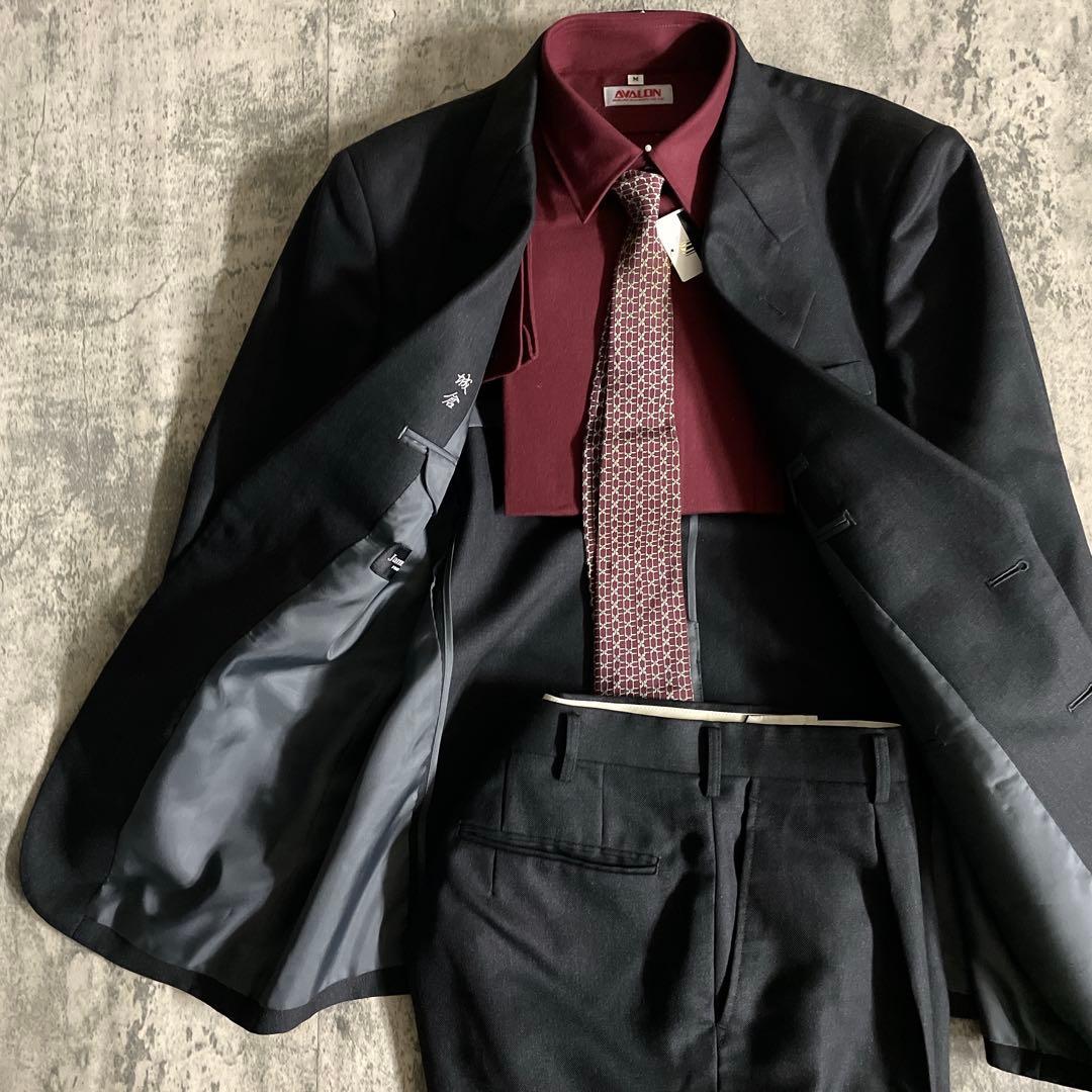 【極美品】 極上ウール セットアップスーツ × HERMESネクタイ 小物付き