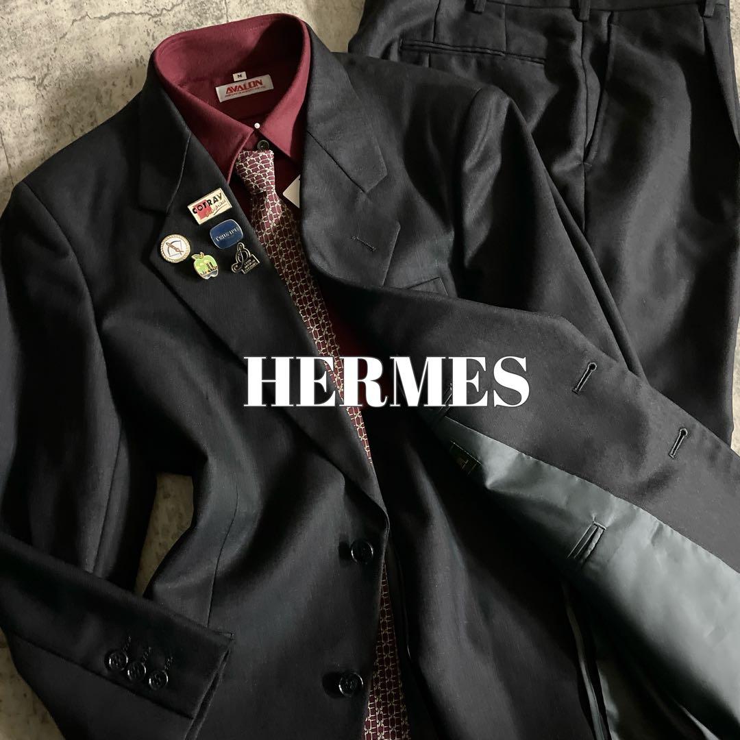 【極美品】 極上ウール セットアップスーツ × HERMESネクタイ 小物付き