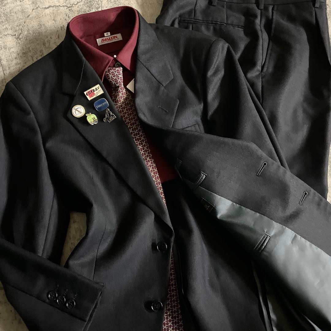 【極美品】 極上ウール セットアップスーツ × HERMESネクタイ 小物付き