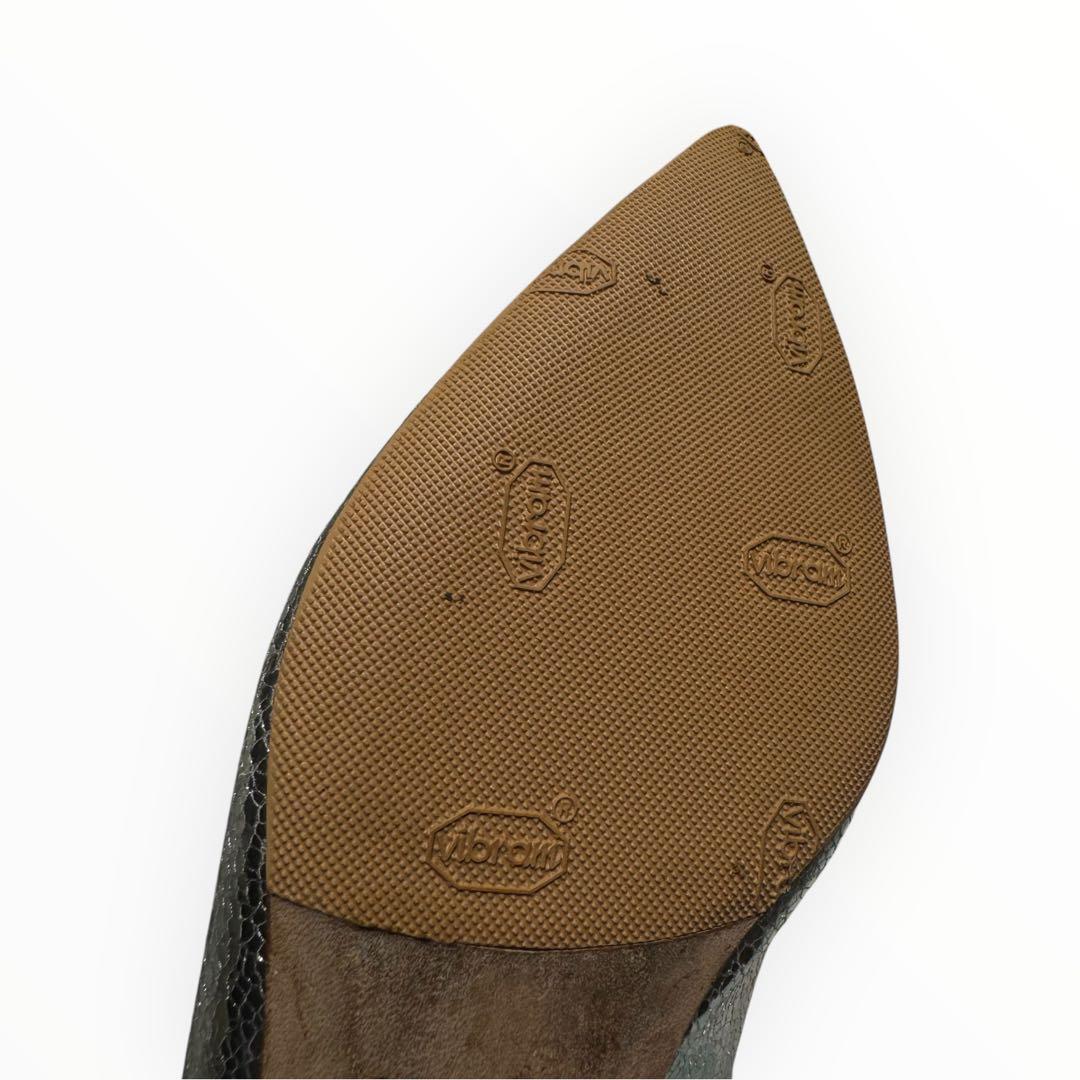 【PELLICOペリーコ】ポインテッドトゥ フラットパンプス 36 シルバー