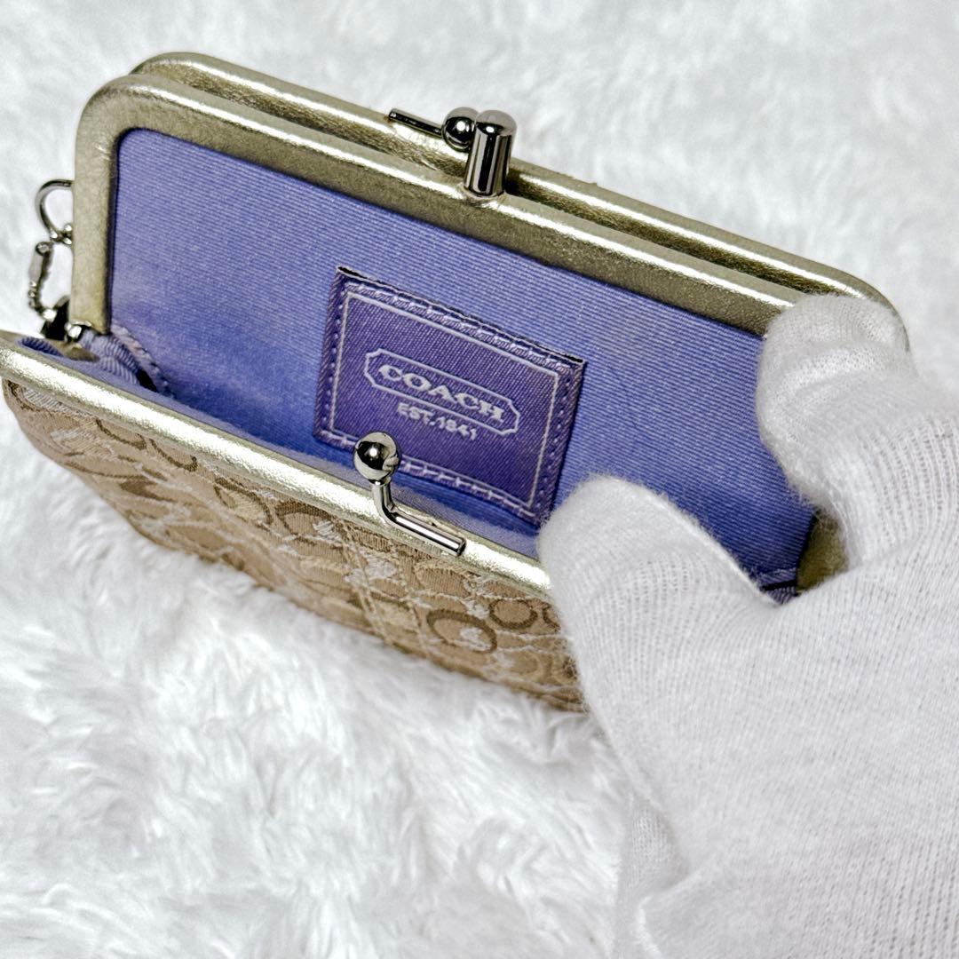 希少✨ COACH コーチ シグネチャー がま口 ケース ブラウン