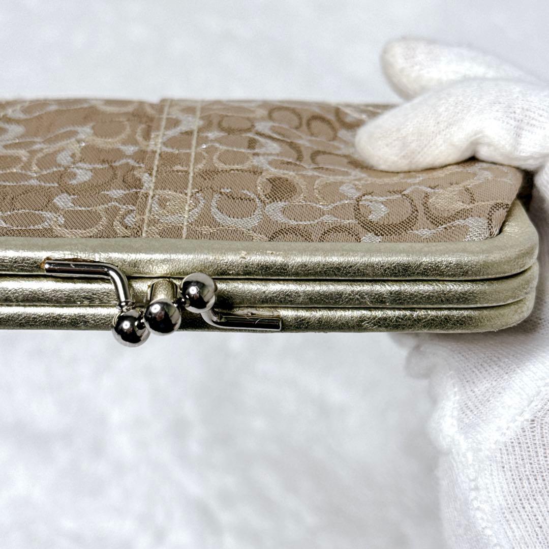 希少✨ COACH コーチ シグネチャー がま口 ケース ブラウン