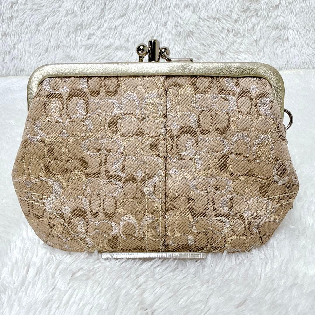 希少✨ COACH コーチ シグネチャー がま口 ケース ブラウン