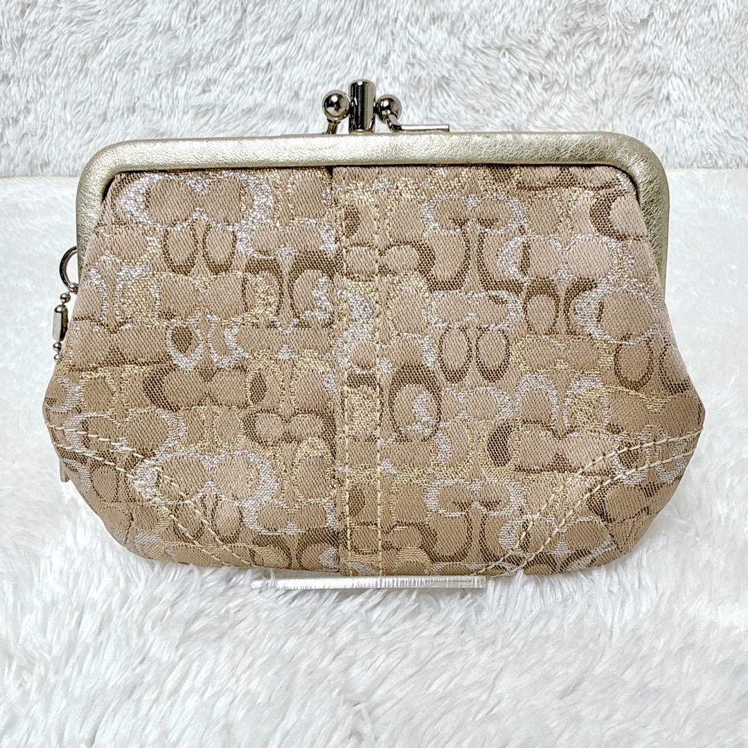 希少✨ COACH コーチ シグネチャー がま口 ケース ブラウン