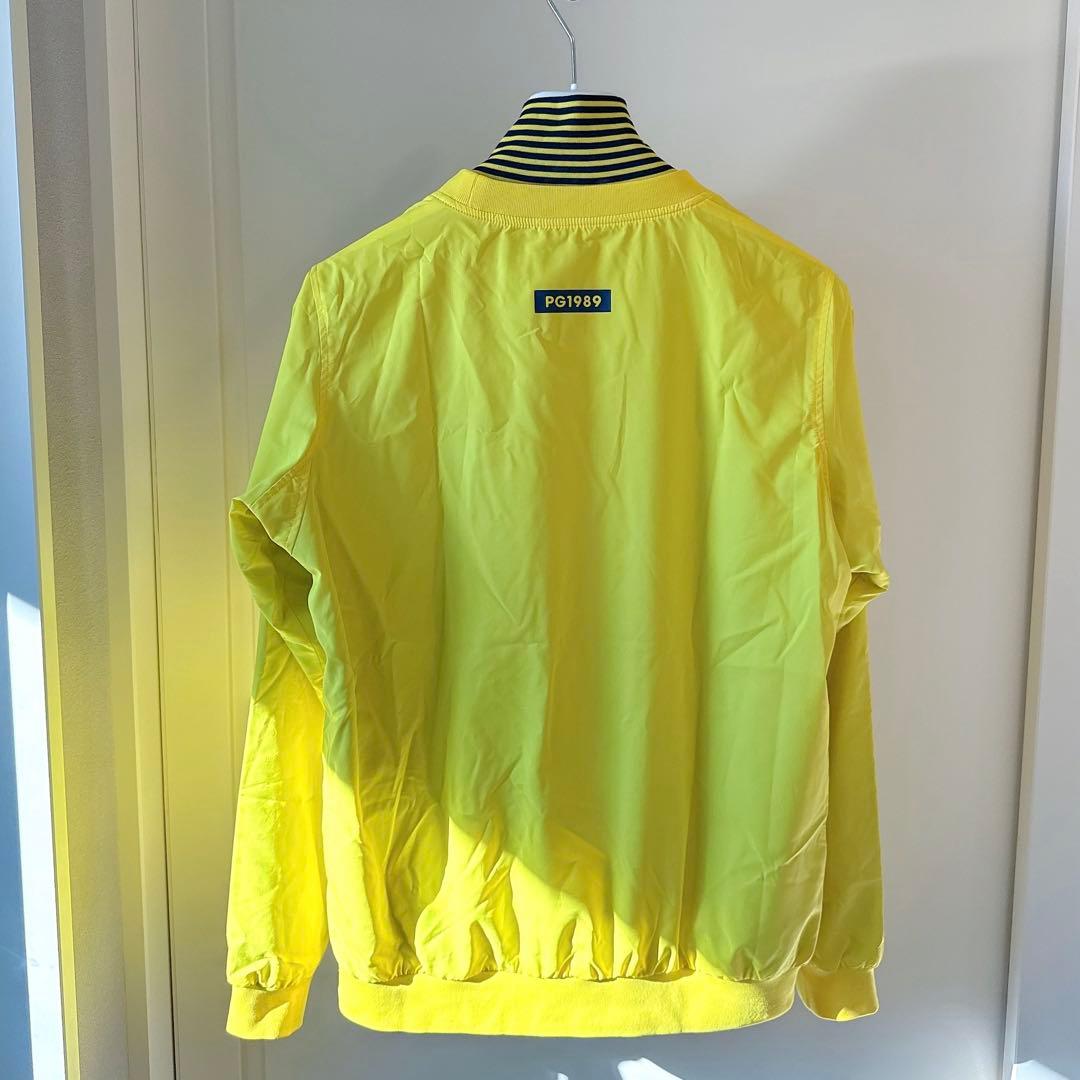 美品 ★ パーリーゲイツ ツインスニード 保温/防寒 メンズ ブルゾン 黄 紺