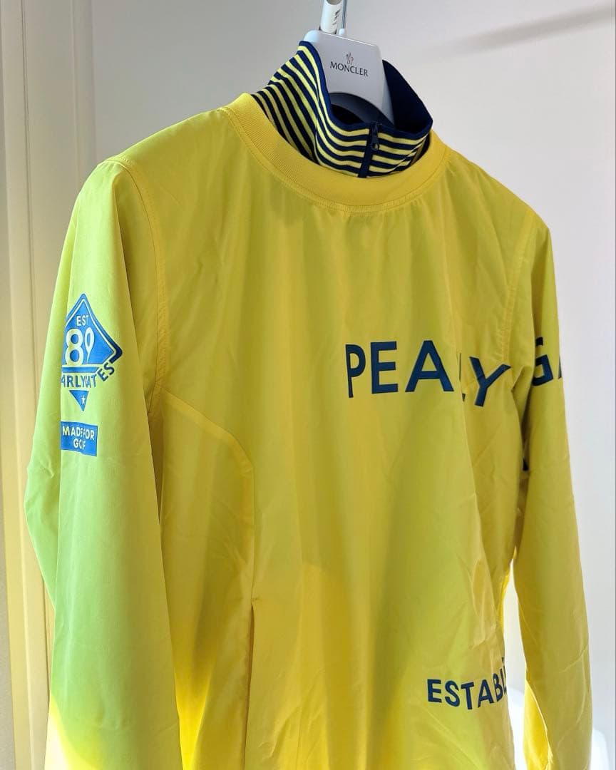 美品 ★ パーリーゲイツ ツインスニード 保温/防寒 メンズ ブルゾン 黄 紺