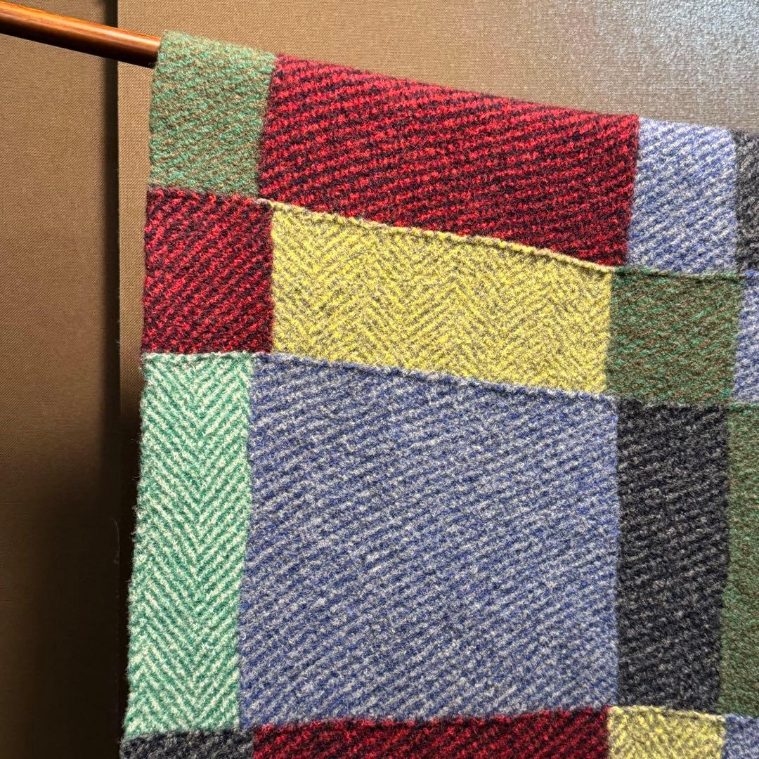 45R パッチワーク 大判 ウール 着れる ストール マフラー パッチワーク