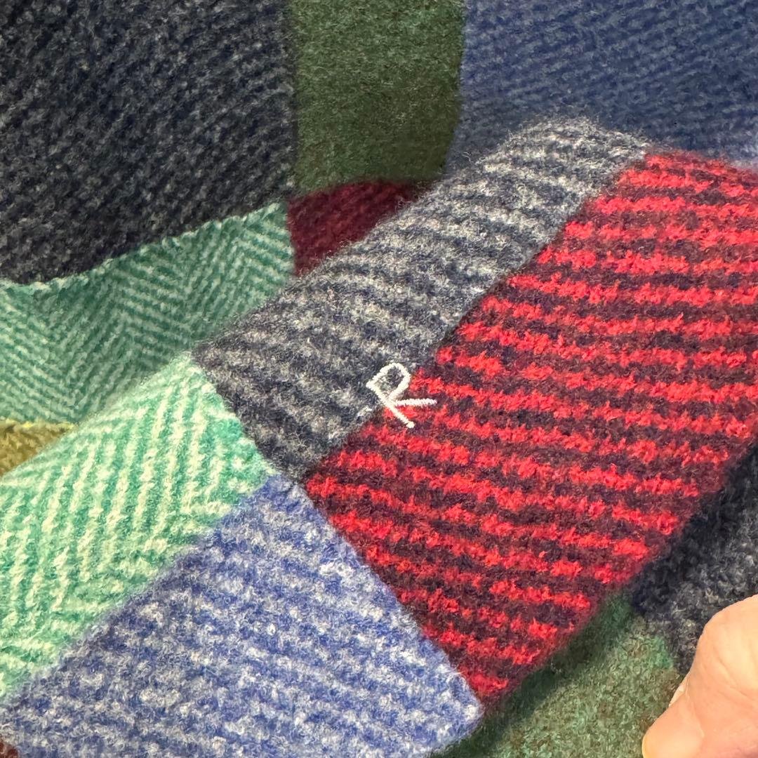 45R パッチワーク 大判 ウール 着れる ストール マフラー パッチワーク