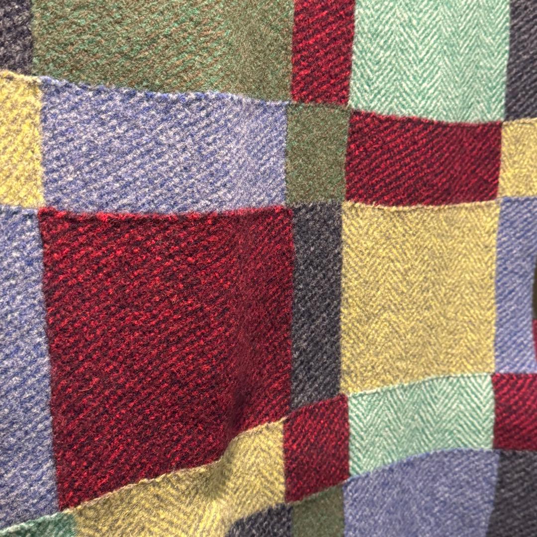 45R パッチワーク 大判 ウール 着れる ストール マフラー パッチワーク