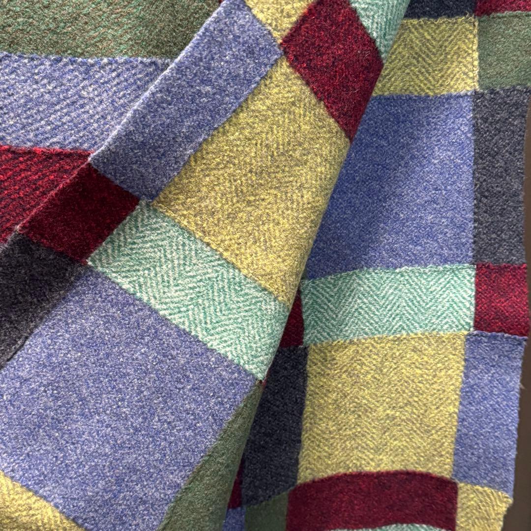 45R パッチワーク 大判 ウール 着れる ストール マフラー パッチワーク