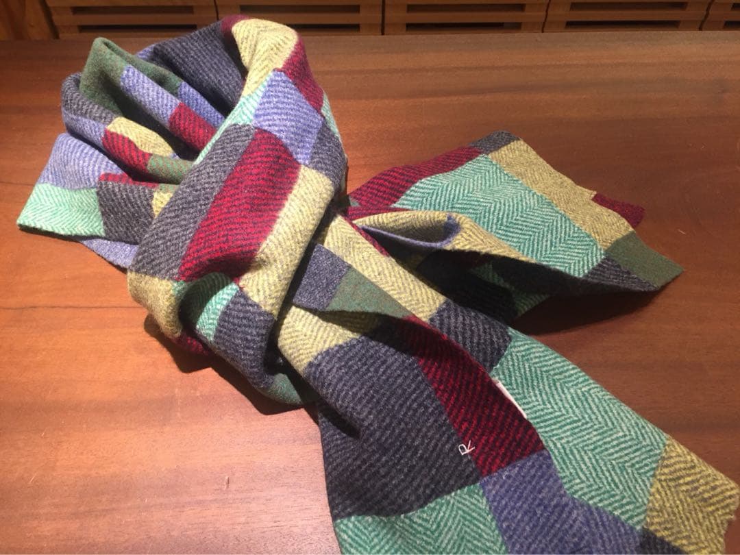 45R パッチワーク 大判 ウール 着れる ストール マフラー パッチワーク