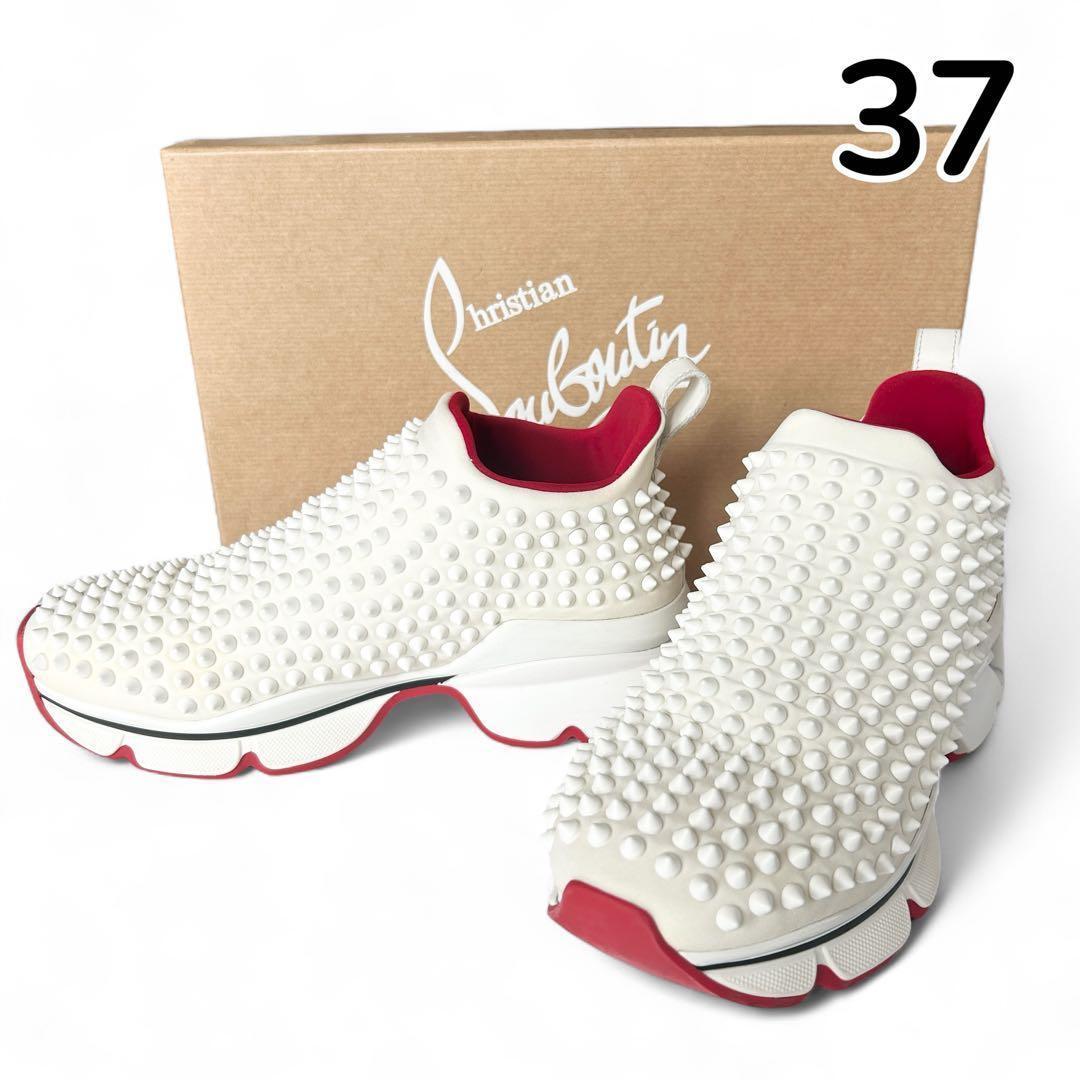 【特価❤︎美品】クリスチャンルブタン 厚底　スパイクスタッズ スニーカー37 白