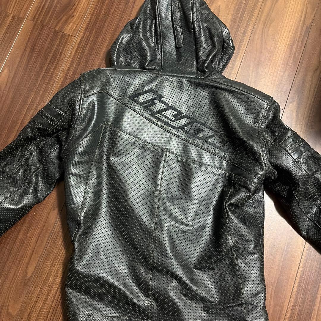 3L HYOD メッシュフード付きレザージャケット