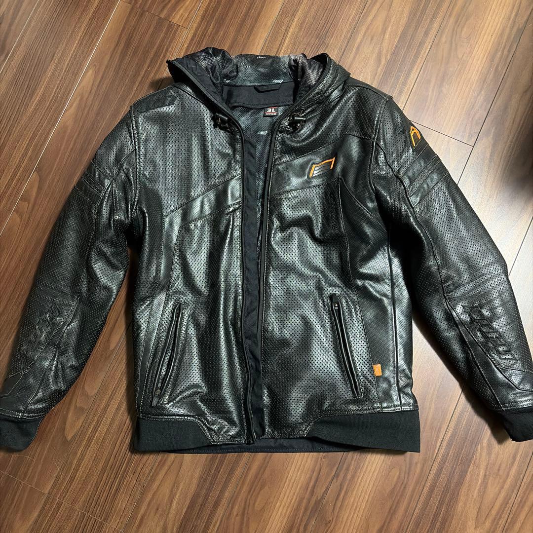3L HYOD メッシュフード付きレザージャケット