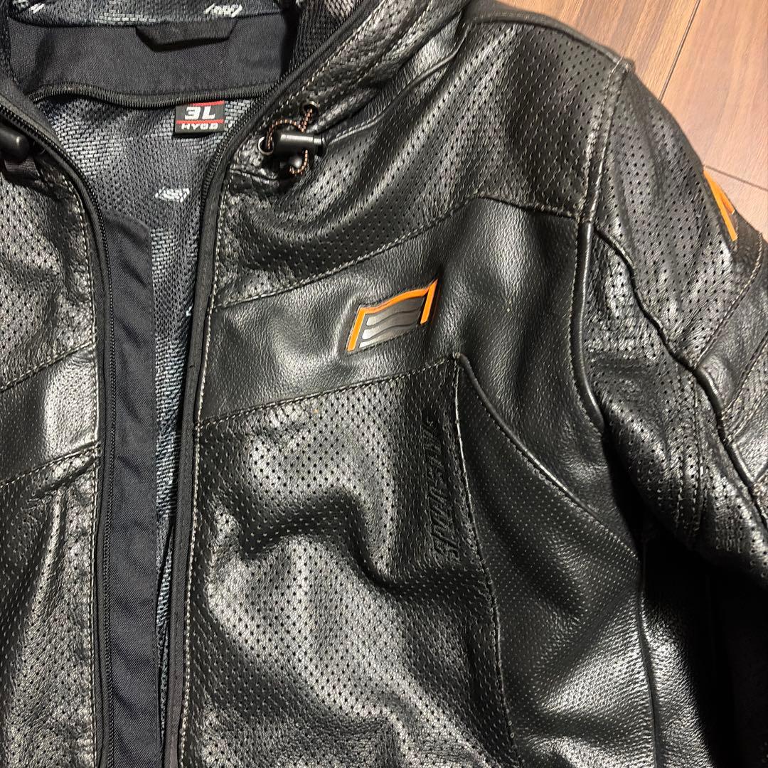 3L HYOD メッシュフード付きレザージャケット