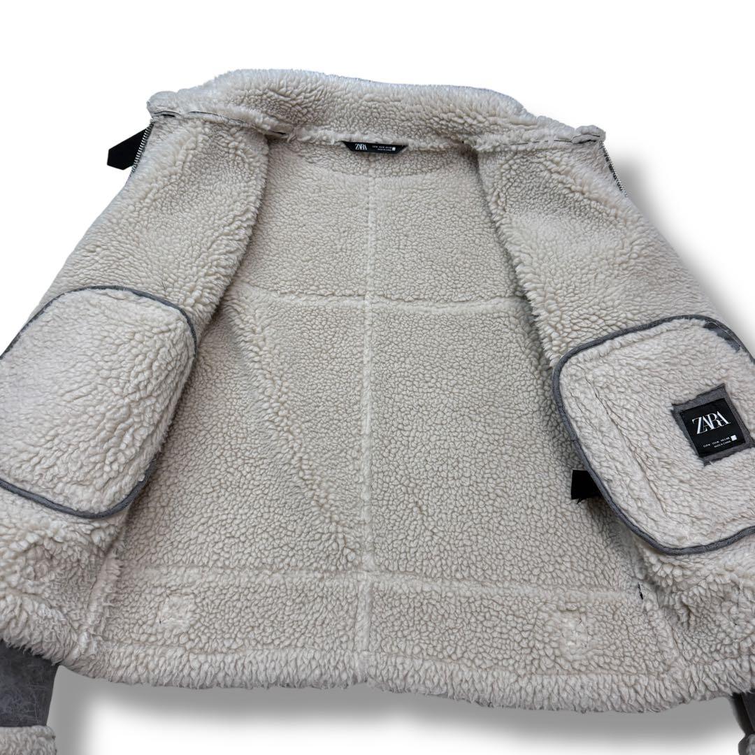 未使用級 ZARA 1523 B-3 フライトジャケット ボア グレー