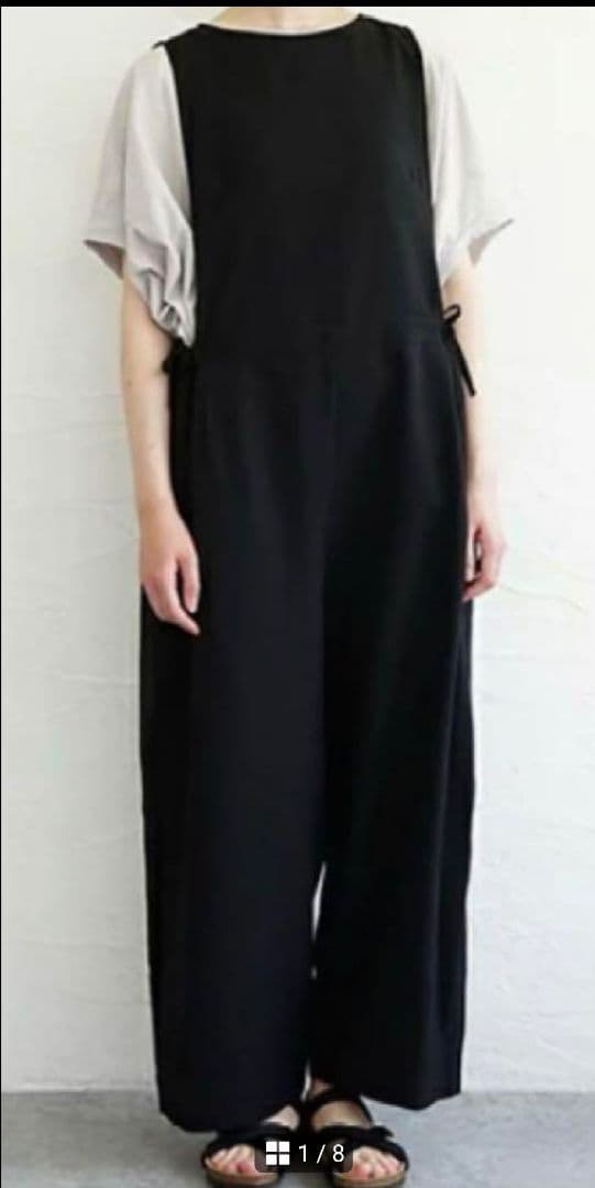 mizuiro ind ボートネックサロペット　ブラック