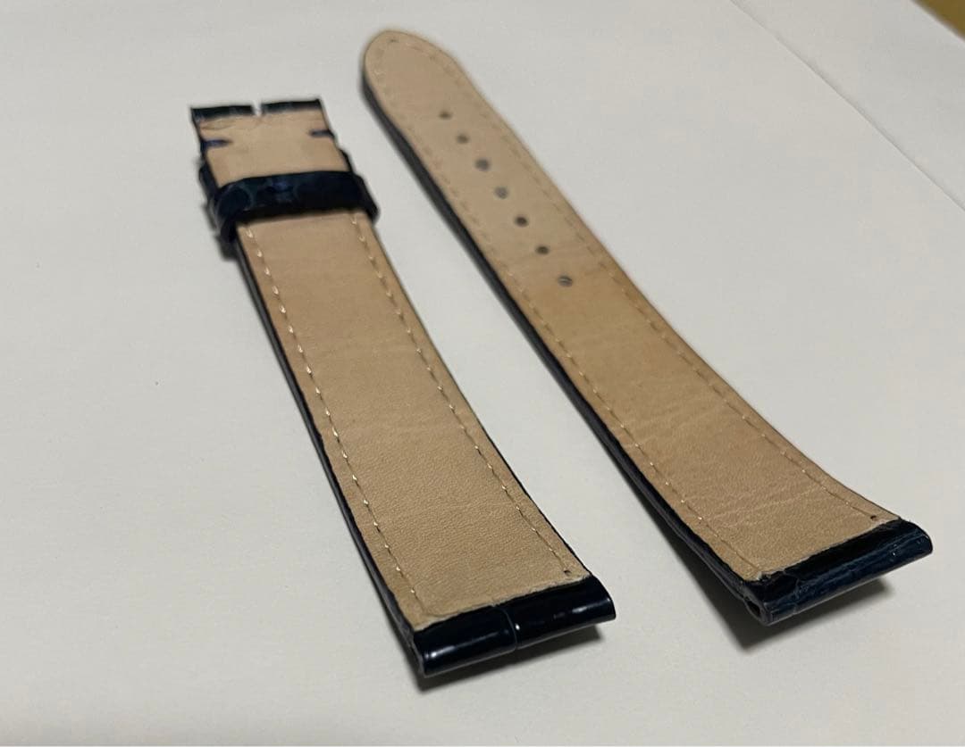 江口時計店オリジナルベルト　マストタンク　シャイニークロコレザーベルト　ネイビー