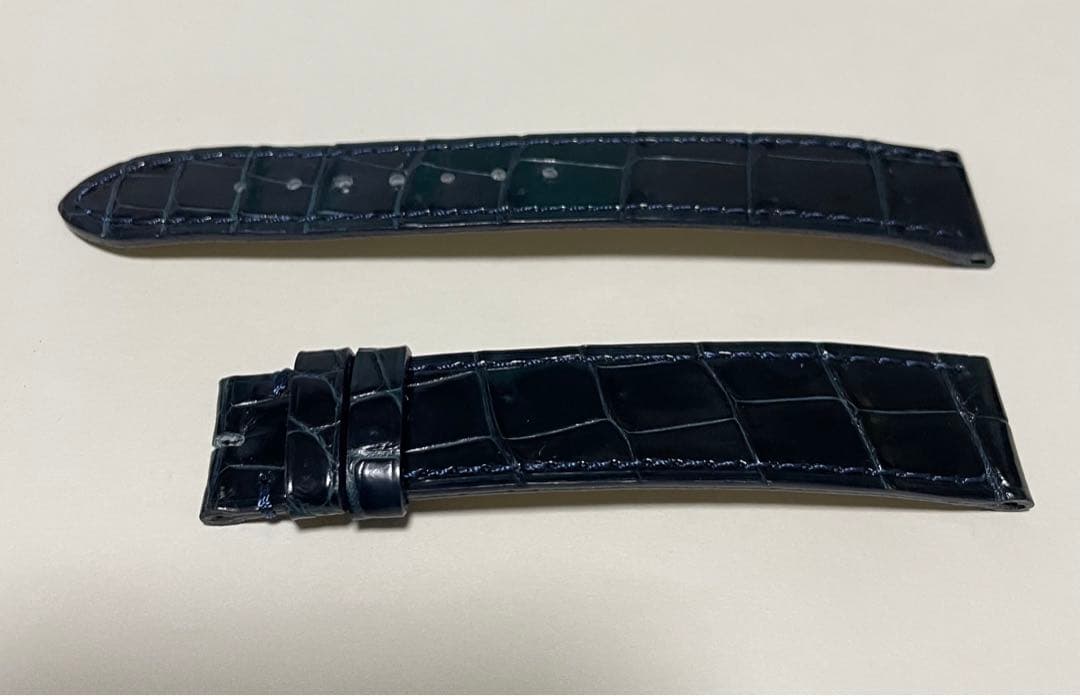 江口時計店オリジナルベルト　マストタンク　シャイニークロコレザーベルト　ネイビー