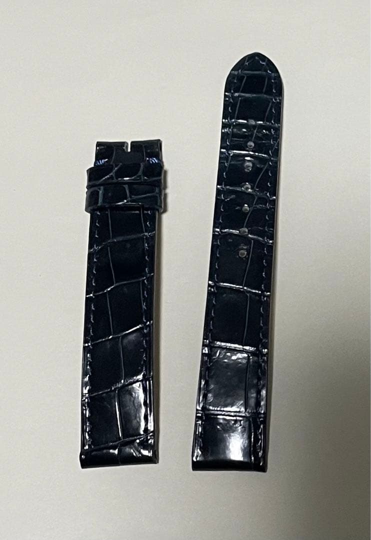 江口時計店オリジナルベルト　マストタンク　シャイニークロコレザーベルト　ネイビー