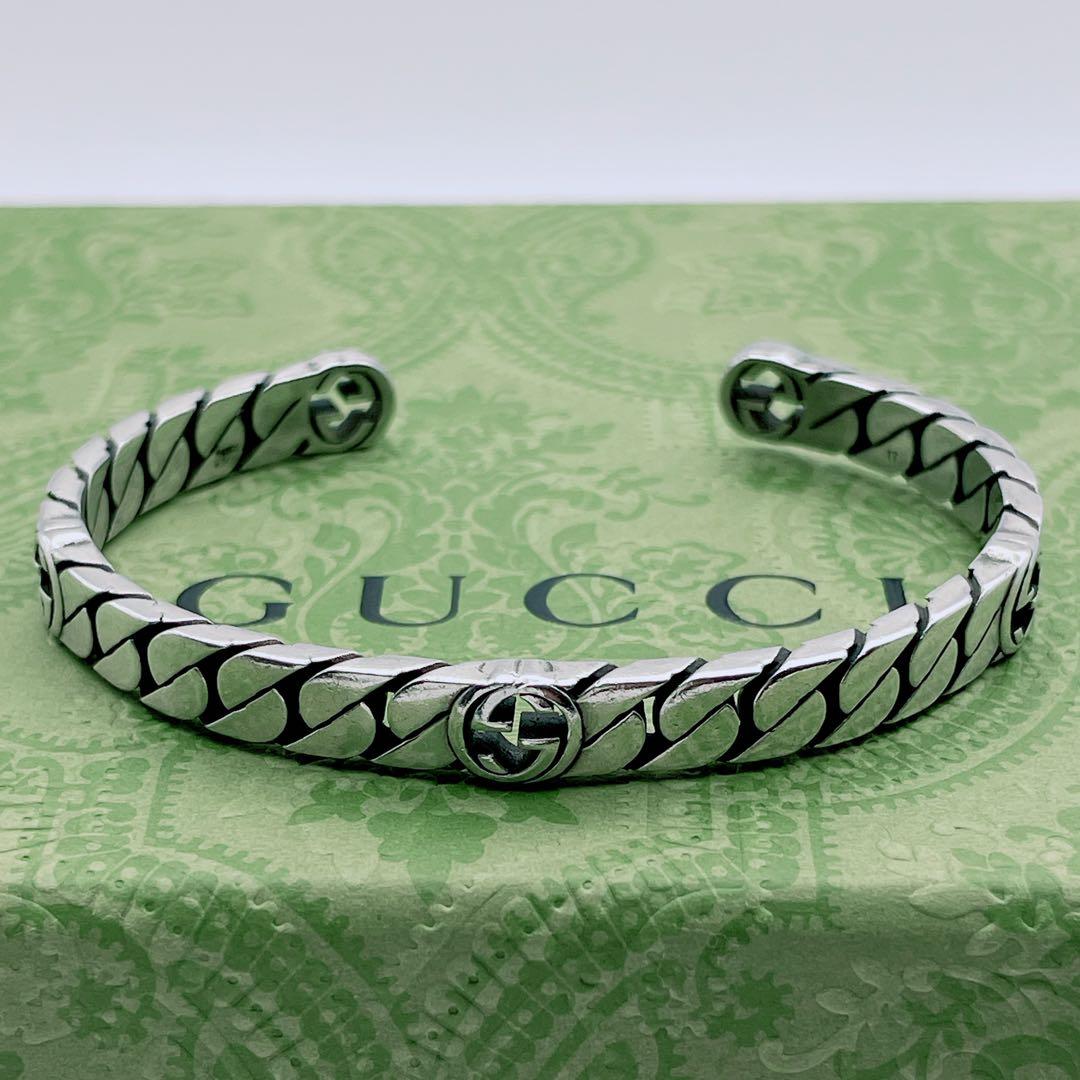GUCCI バングル　インターロッキング　チェーン　喜平　シルバー925