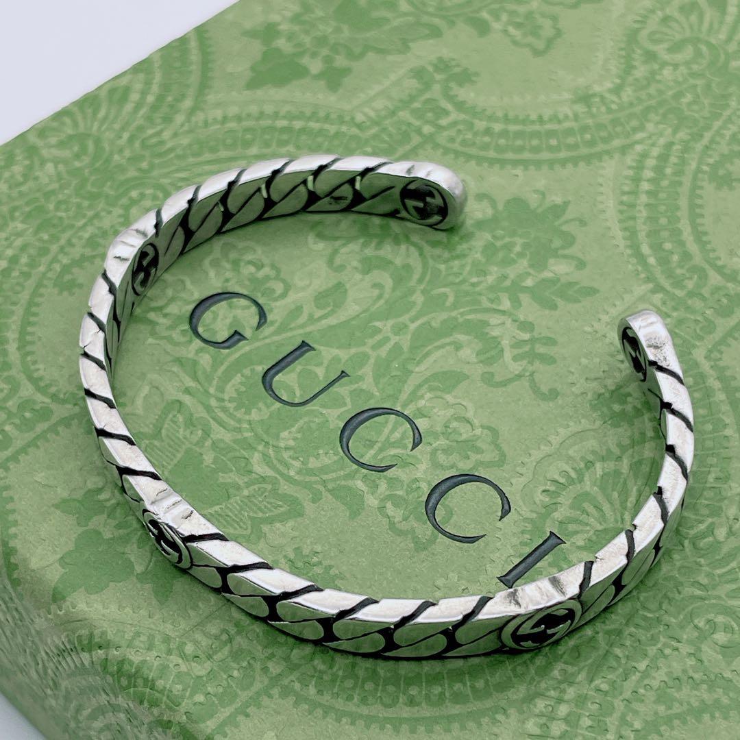 GUCCI バングル　インターロッキング　チェーン　喜平　シルバー925