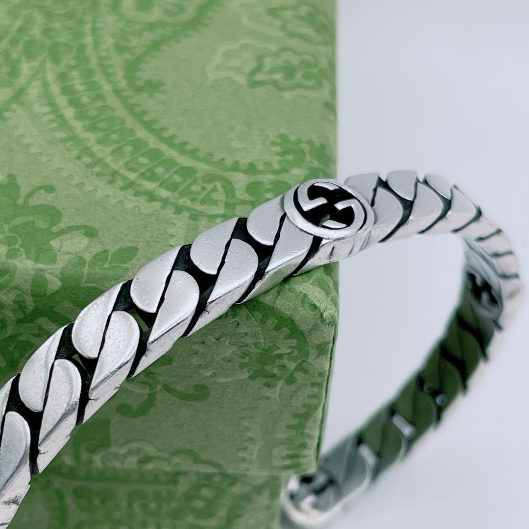 GUCCI バングル　インターロッキング　チェーン　喜平　シルバー925