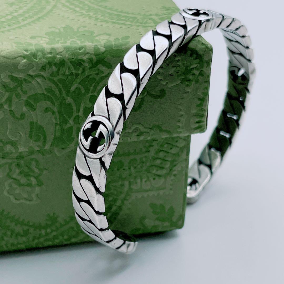 GUCCI バングル　インターロッキング　チェーン　喜平　シルバー925