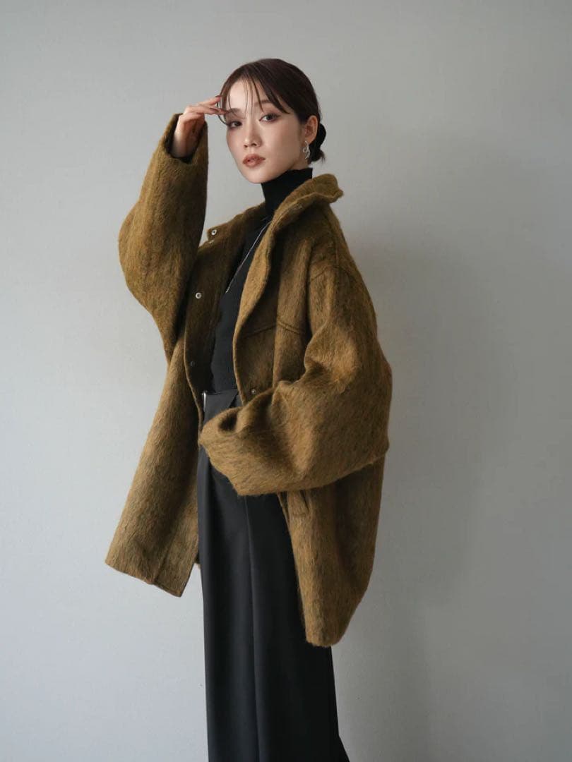 スタンドカラーシャギーコート　Lumier　リュミエ　コート　アウター　シャギー