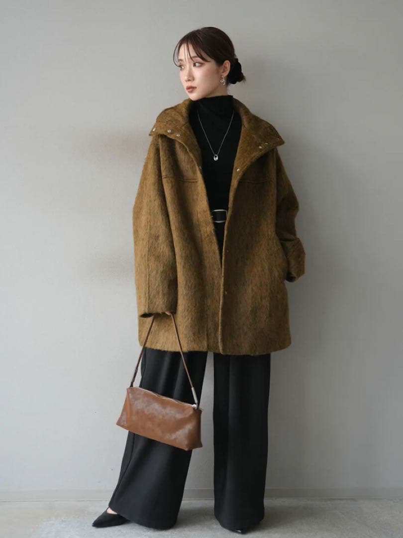 スタンドカラーシャギーコート　Lumier　リュミエ　コート　アウター　シャギー