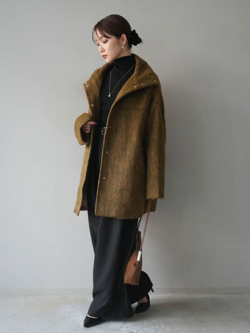 スタンドカラーシャギーコート　Lumier　リュミエ　コート　アウター　シャギー