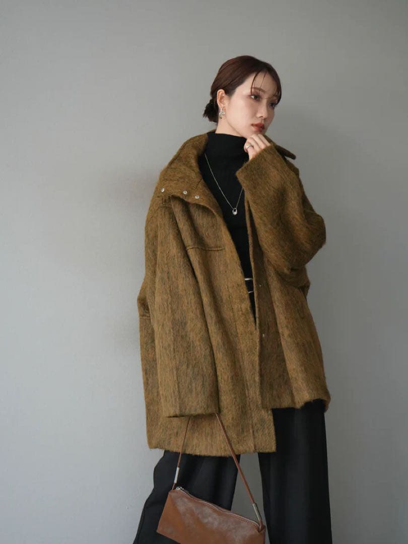 スタンドカラーシャギーコート　Lumier　リュミエ　コート　アウター　シャギー