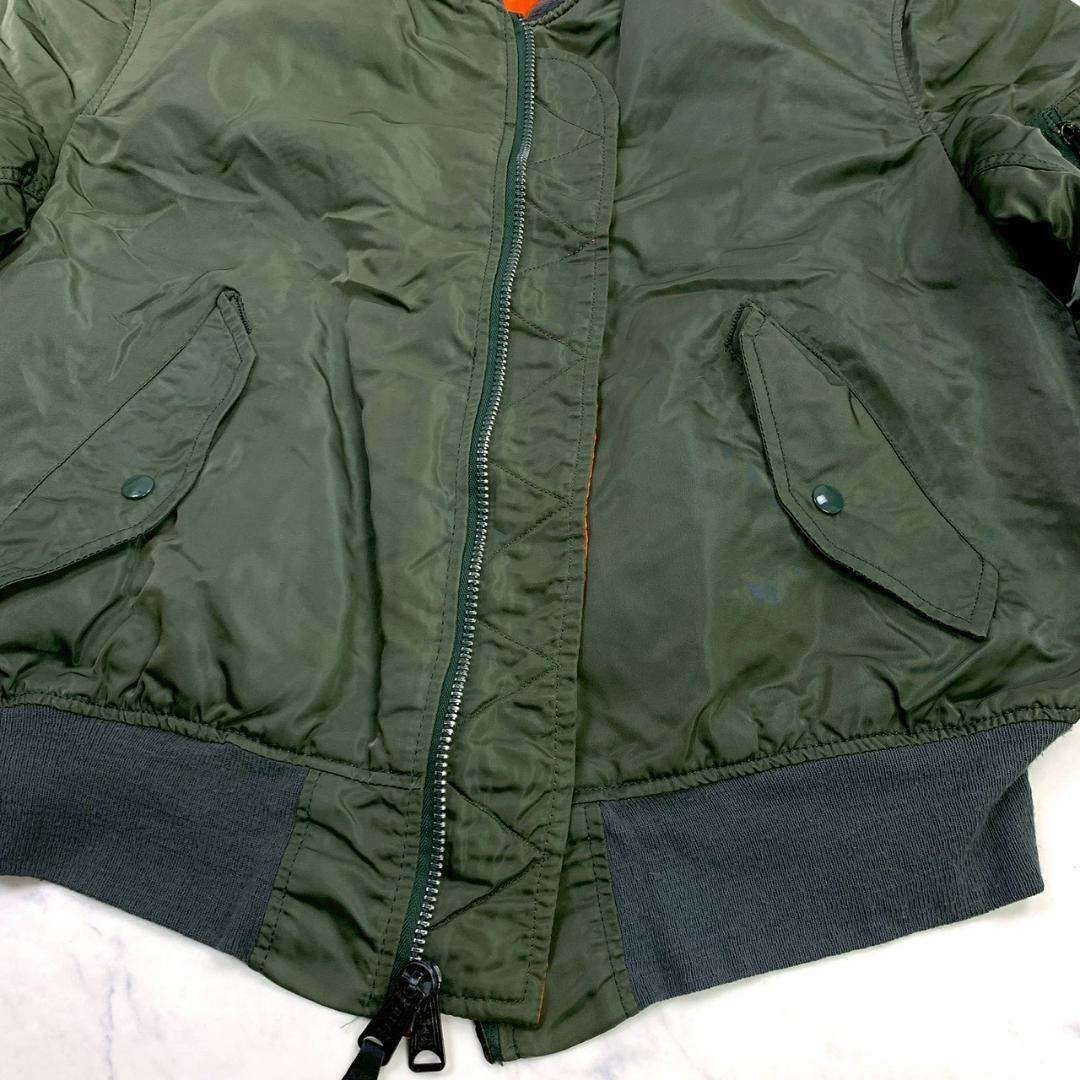 90s USA製 ALPHA MA-1 フライトジャケット カーキ L　D927